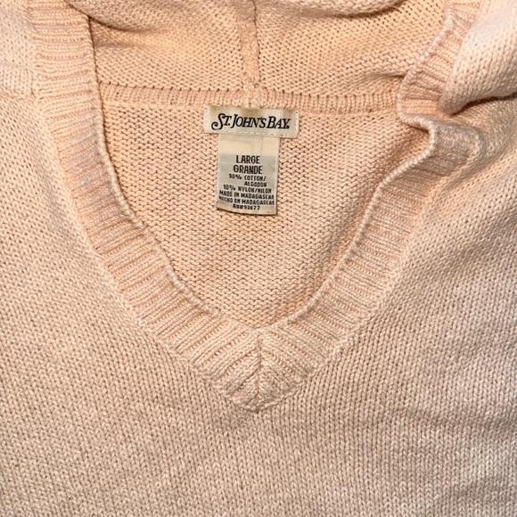 St John Bay Women’s Hooded Sweater Cream Color size L - Picture 3 of 8